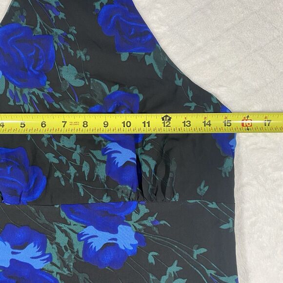 Lulus Elegant Entrance Rose Halter Dress Blue Black Wedding Asymmetrical Sz Lg - Picture 7 of 9